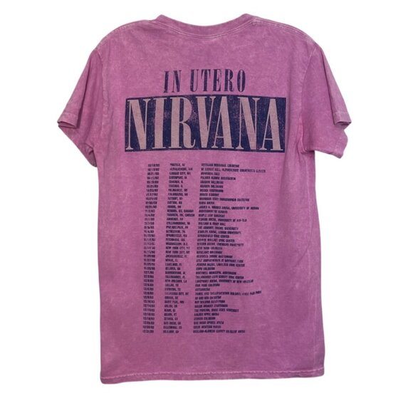 Nirvana Live 93 Band In Utero Tour Tshirt Womens Small Pink Distressed Tee - Picture 2 of 7